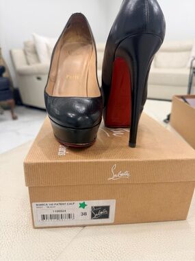 Christian Louboutin Black Patent Calf Platform Pump with Red Sole